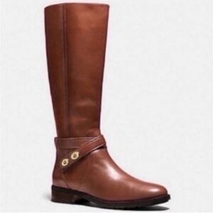 ✨NIB! Coach Essex Semi Matte Calf Boot in Dark Saddle